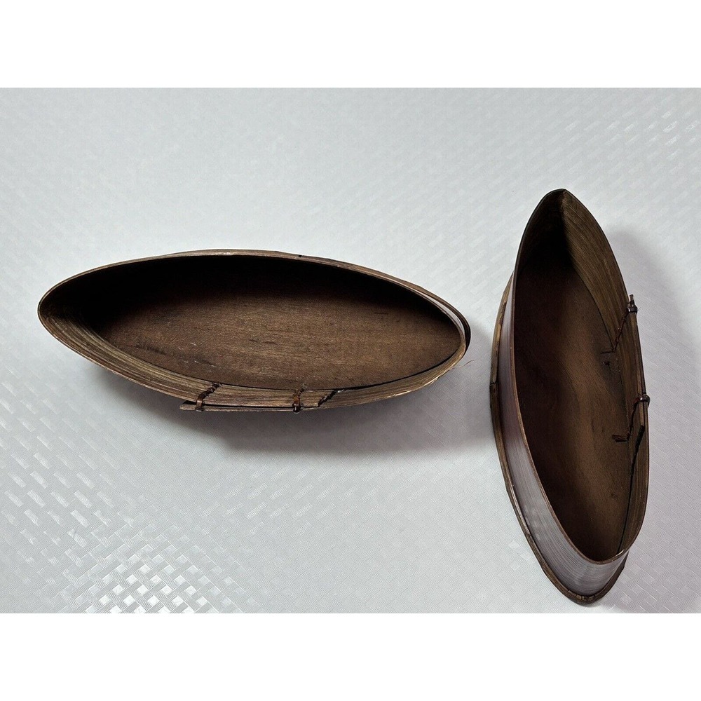 Thai AKHA Hill Tribe Bamboo Mulberry Wood Oval Tobacco‎ Box 4.5” - Picture 7 of 12